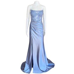 Jovani Strapless Corset Gown Light Blue 49859 Size 0 NWT